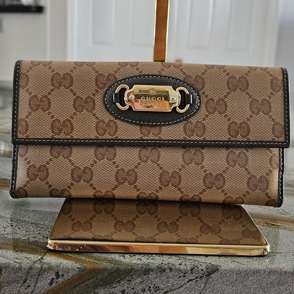 Gucci Handbags - Gucci Brown Crystal Long Wallet